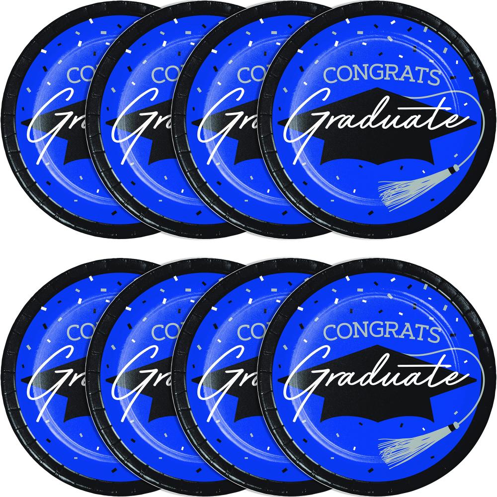 School Spirit Blue Graduation Dessert Plates Party Decoration