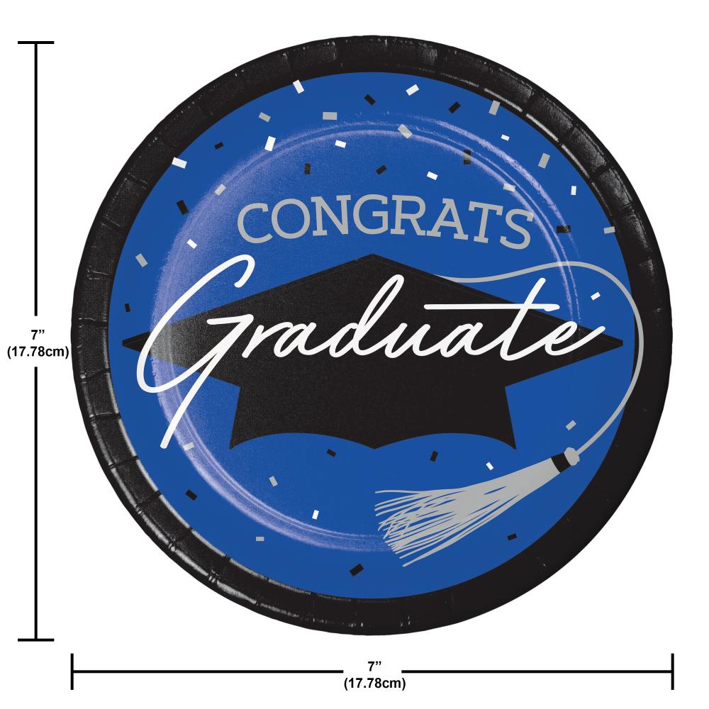 School Spirit Blue Graduation Dessert Plates Party Decoration