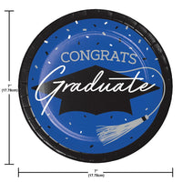 School Spirit Blue Graduation Dessert Plates Party Decoration
