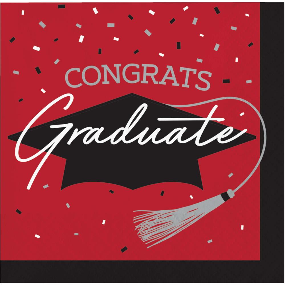 360/Case nan - School Spirit Red Graduation  Beverage Napkins - Graduation Party Supplies by Creative Converting