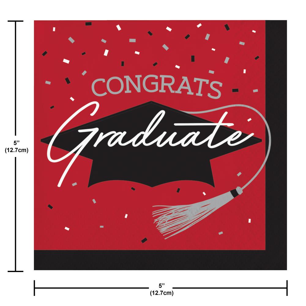 School Spirit Red Graduation  Beverage Napkins Party Decoration