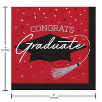 School Spirit Red Graduation  Beverage Napkins Party Decoration