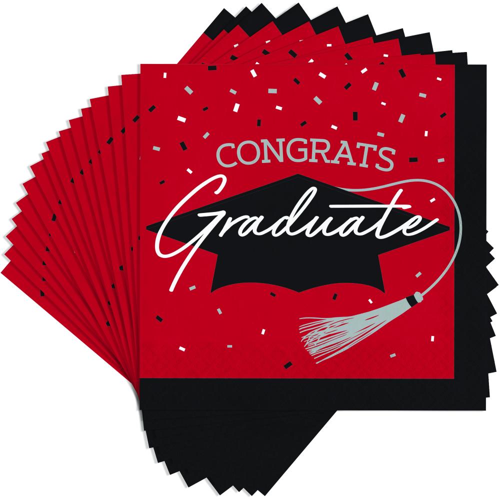 School Spirit Red Graduation Dinner Napkins Party Decoration