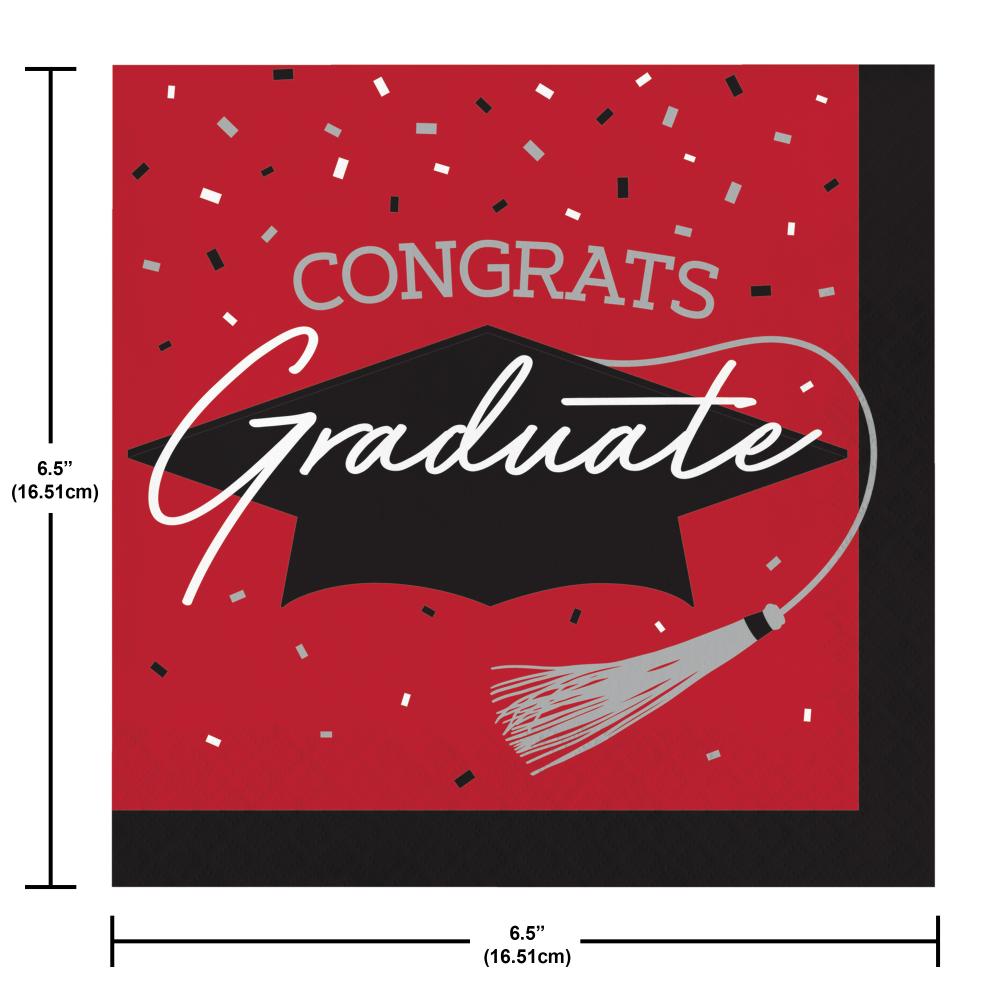 School Spirit Red Graduation Dinner Napkins Party Decoration
