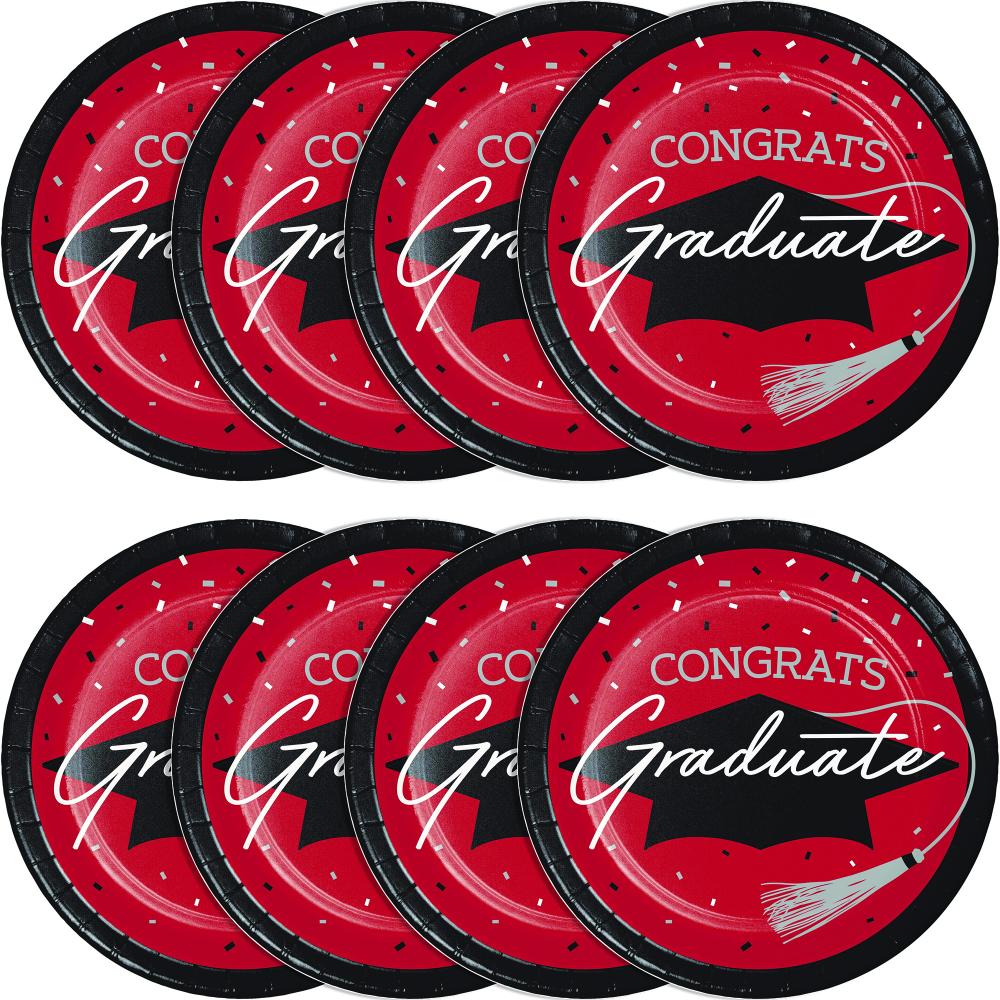 School Spirit Red Graduation Dessert Plates Party Decoration