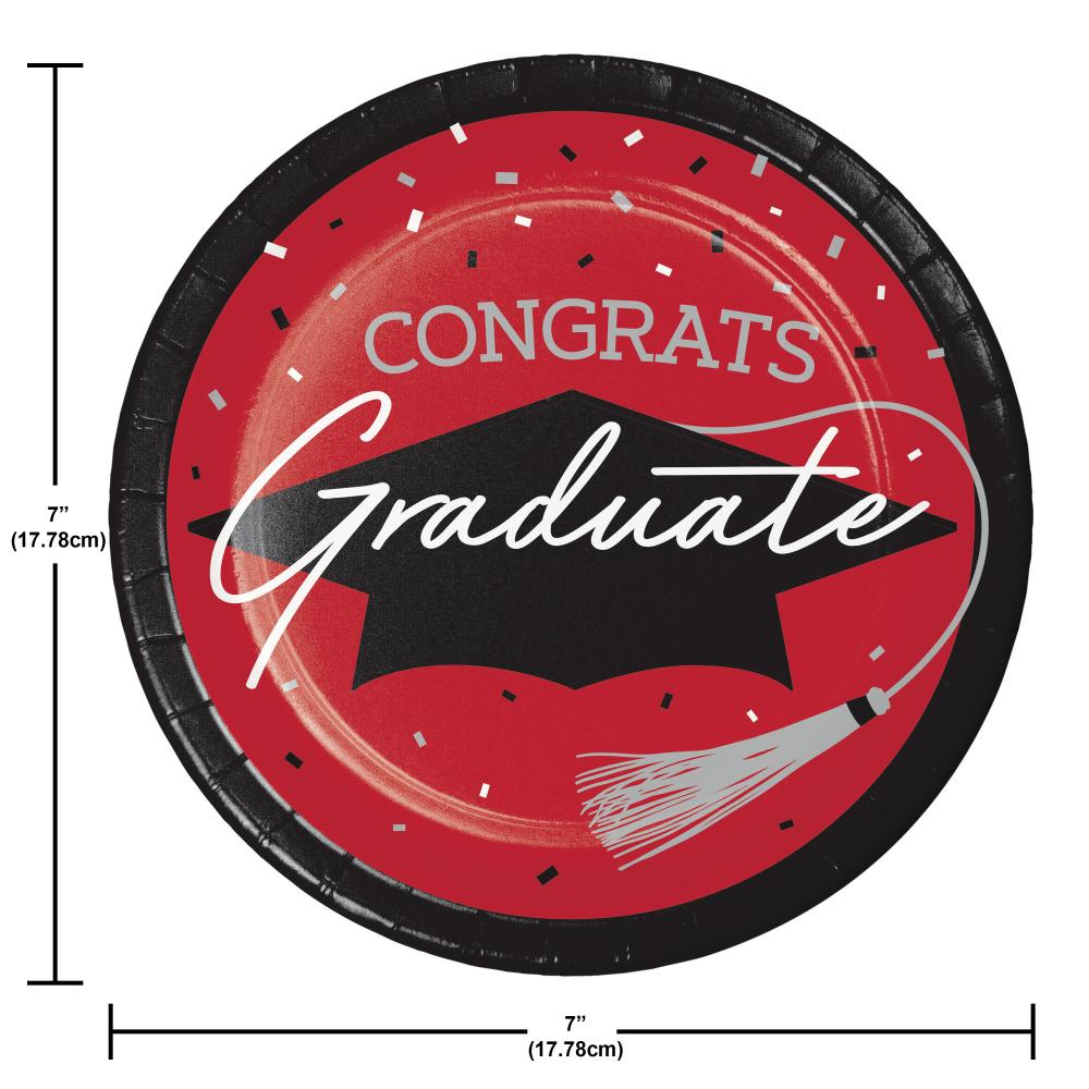 School Spirit Red Graduation Dessert Plates Party Decoration
