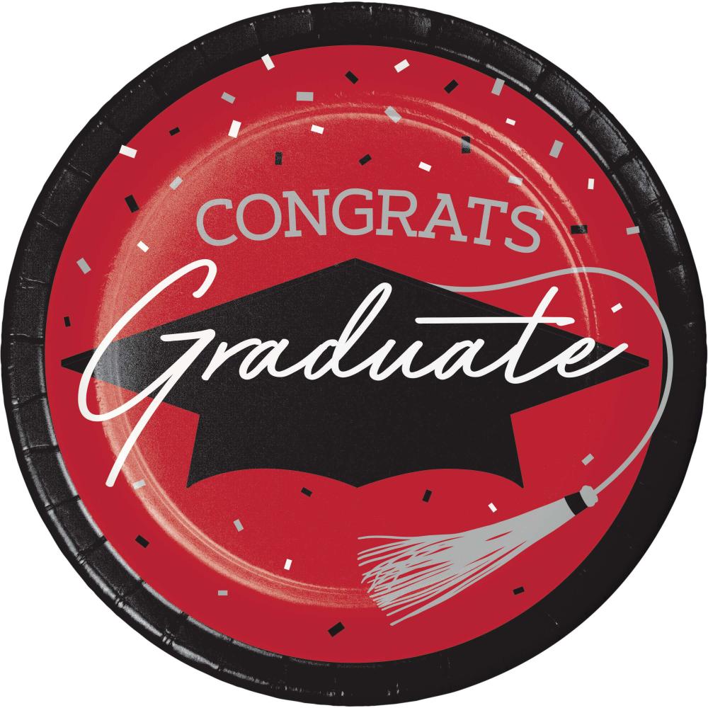 180/Case nan - School Spirit Red Graduation Dinner Plates - Graduation Party Supplies by Creative Converting