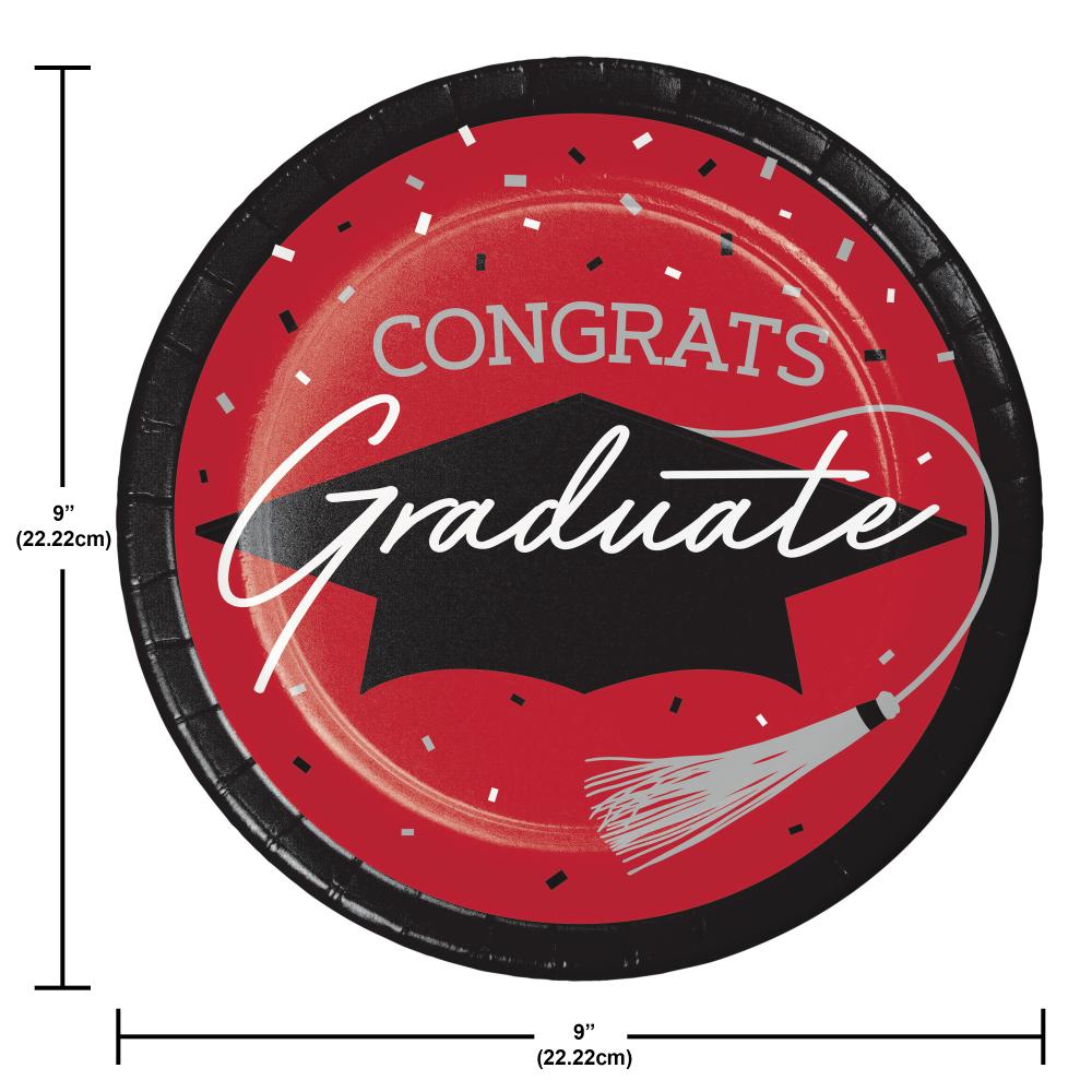 School Spirit Red Graduation Dinner Plates Party Decoration