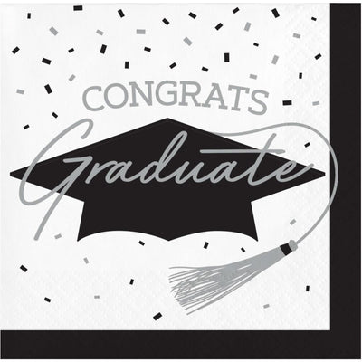 360/Case nan - School Spirit White Graduation Beverage Napkins - Graduation Party Supplies by Creative Converting
