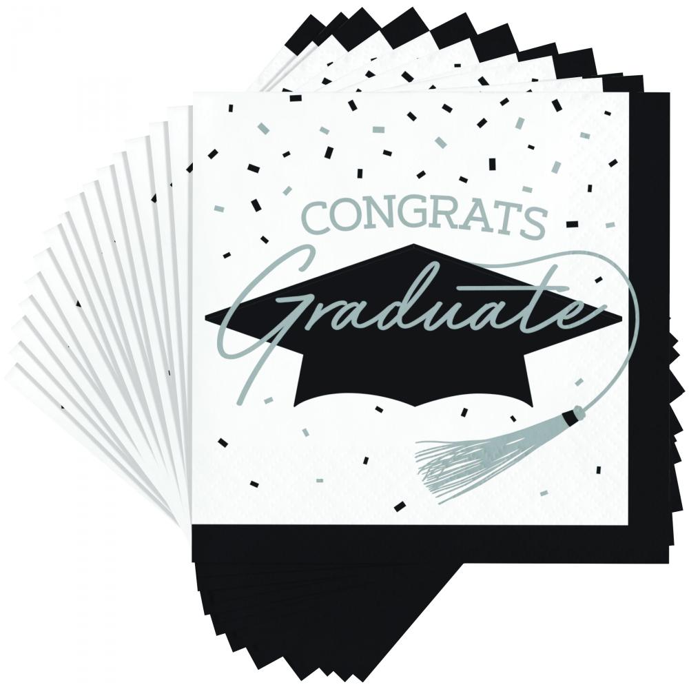 School Spirit White Graduation Beverage Napkins Party Decoration