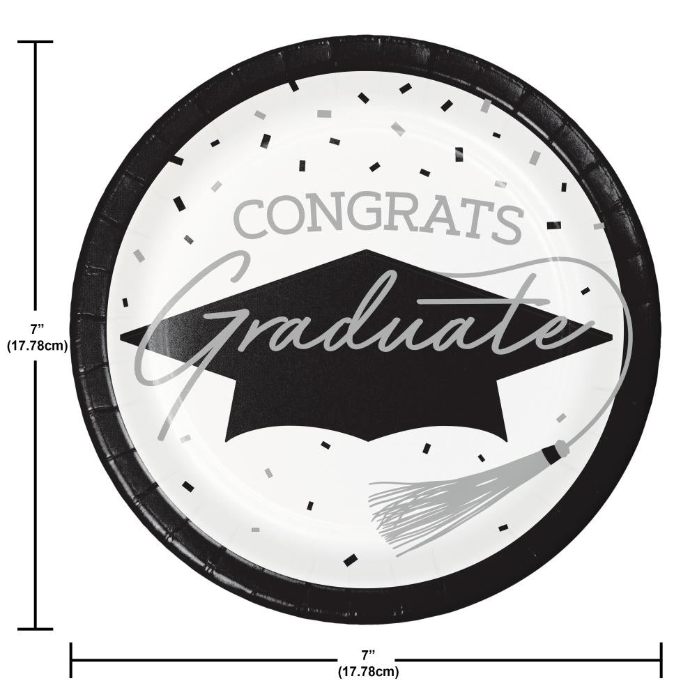 School Spirit White Graduation Dessert Plates Party Decoration