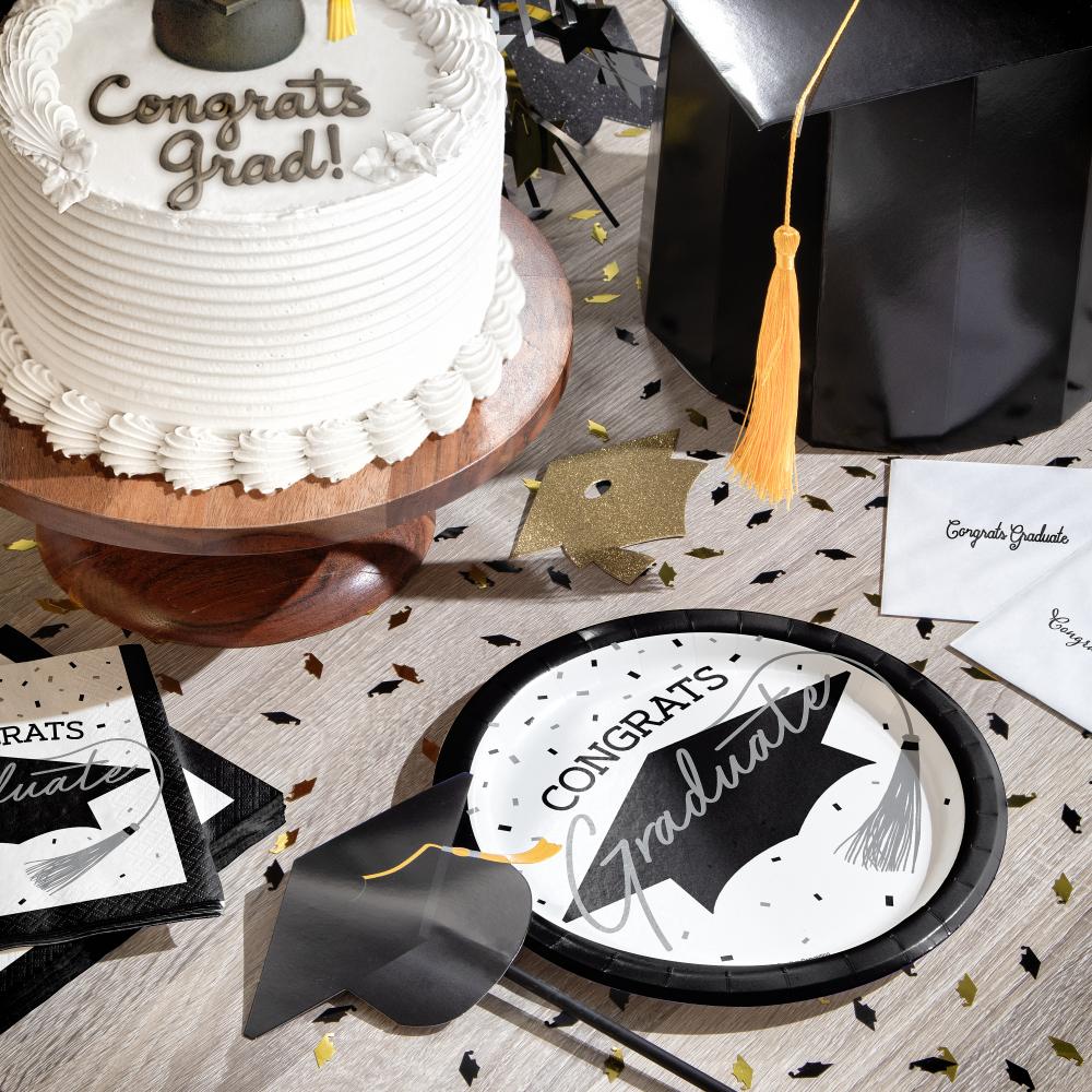 School Spirit White Graduation Dinner Plates Party Decoration