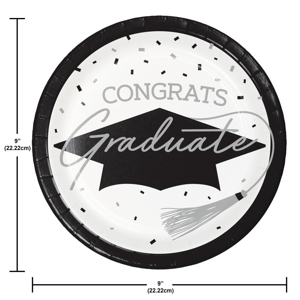 School Spirit White Graduation Dinner Plates Party Decoration