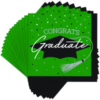 School Spirit Green Graduation Beverage Napkins Party Decoration