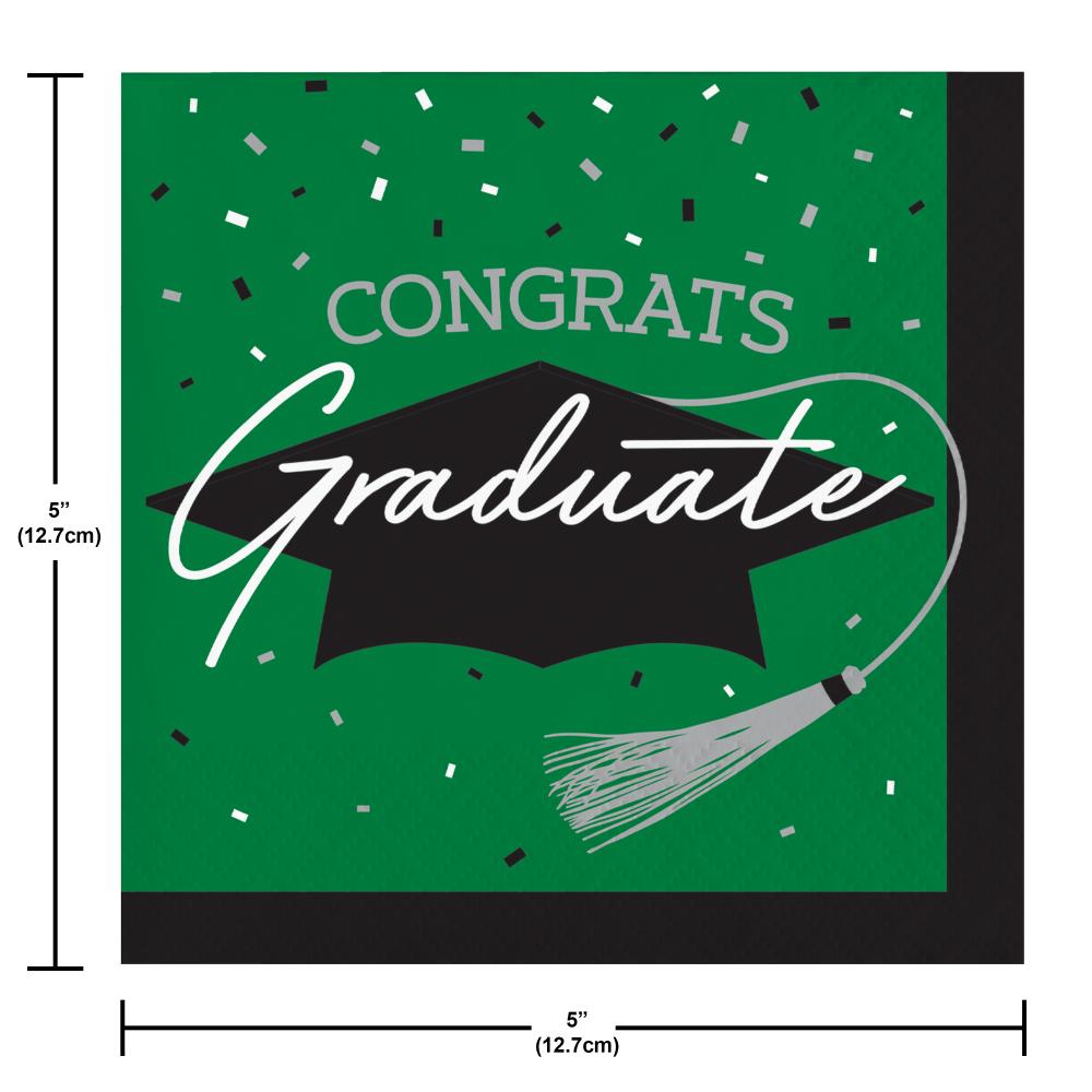 School Spirit Green Graduation Beverage Napkins Party Decoration