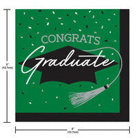 School Spirit Green Graduation Beverage Napkins Party Decoration