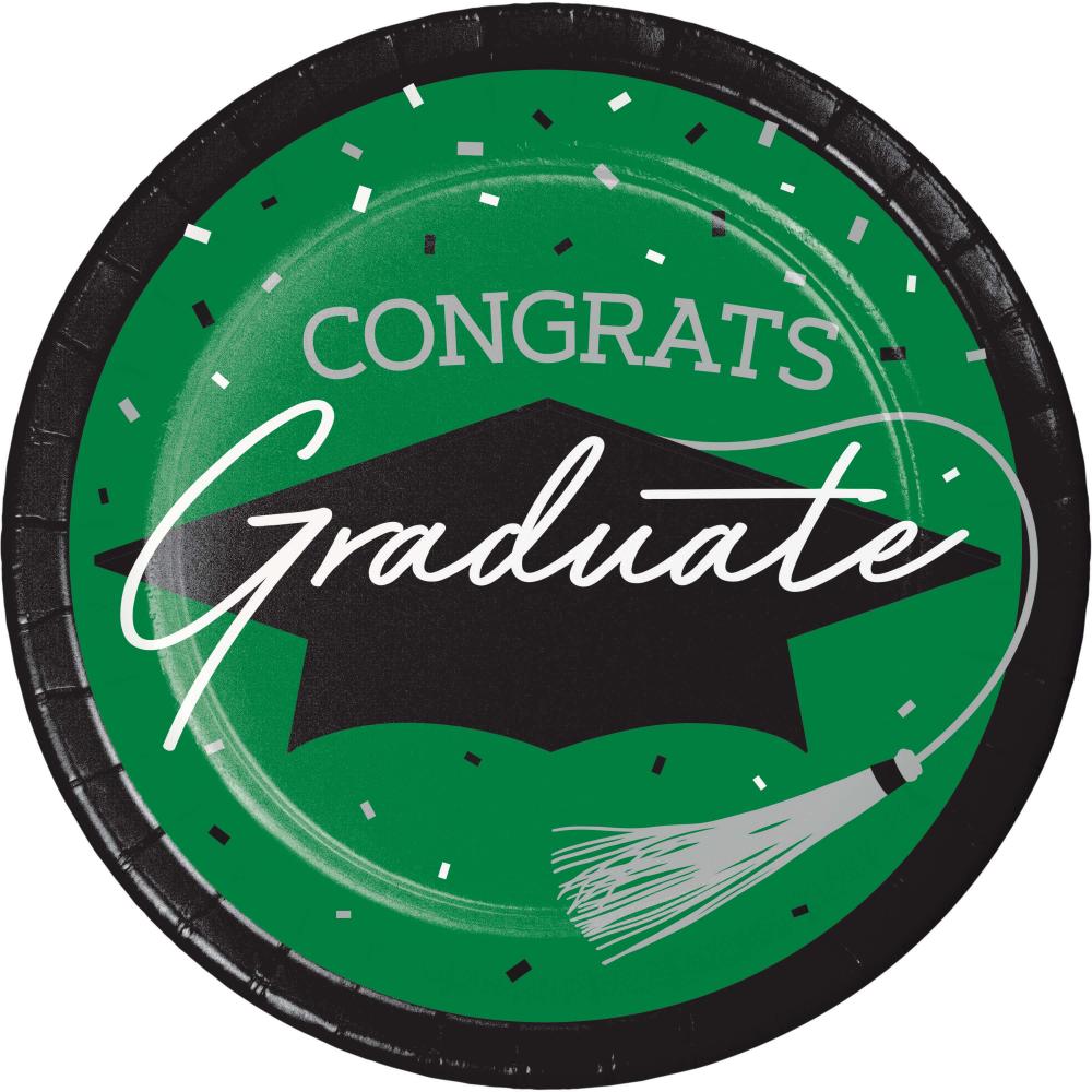 180/Case nan - School Spirit Green Graduation Dessert Plates - Graduation Party Supplies by Creative Converting