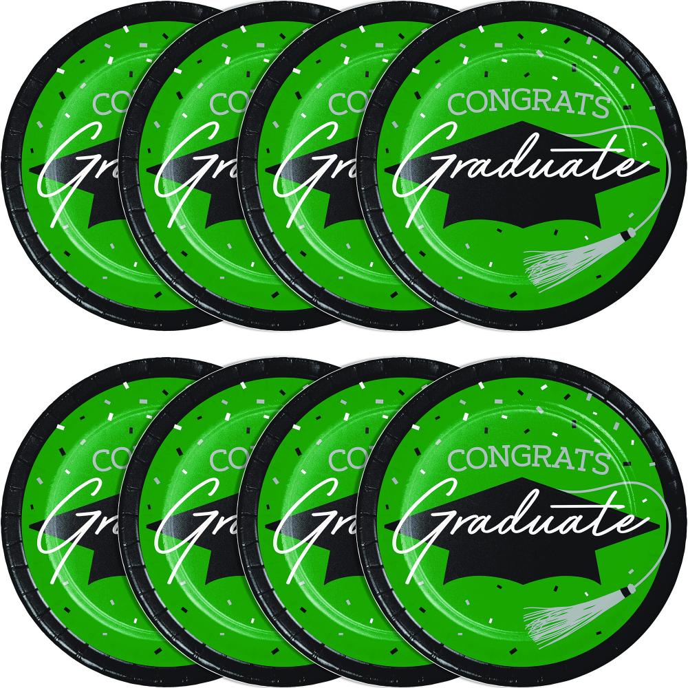 School Spirit Green Graduation Dessert Plates Party Decoration