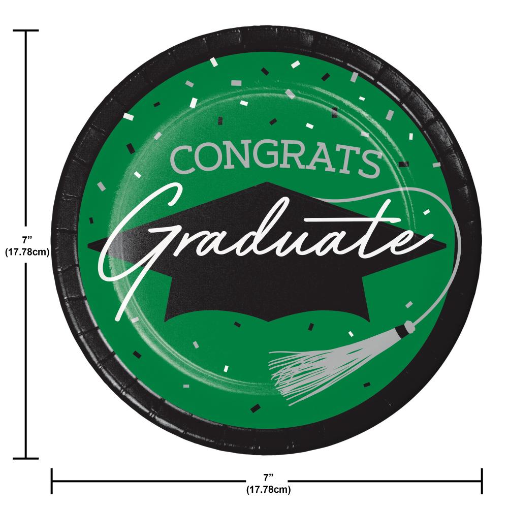 School Spirit Green Graduation Dessert Plates Party Decoration