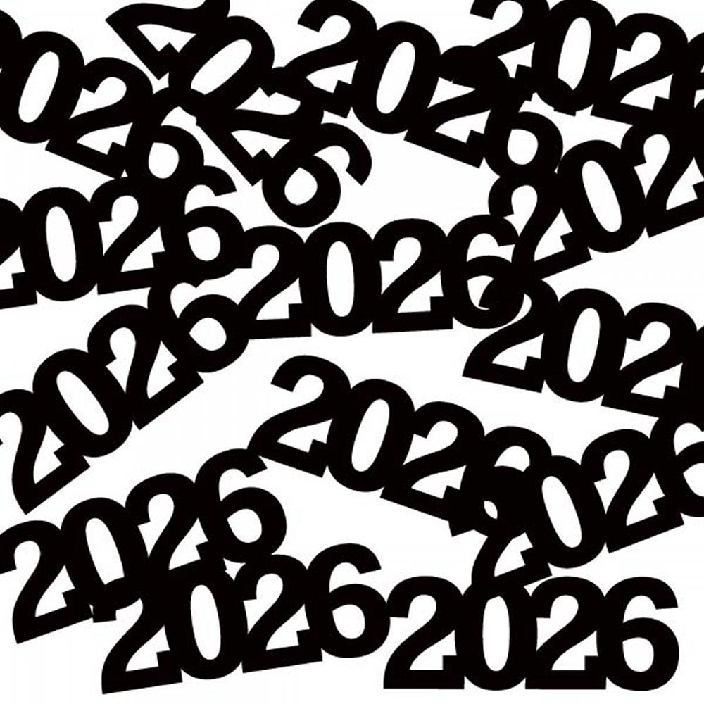 12/Case 2026 Confetti Black - New Years - New Year's Eve Party Supplies by Creative Converting