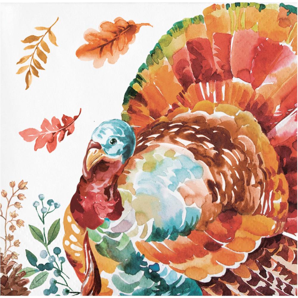 Tasteful Turkey Paper Beverage Napkin (Case of 192) - Thanksgiving Party Supplies by Creative Converting