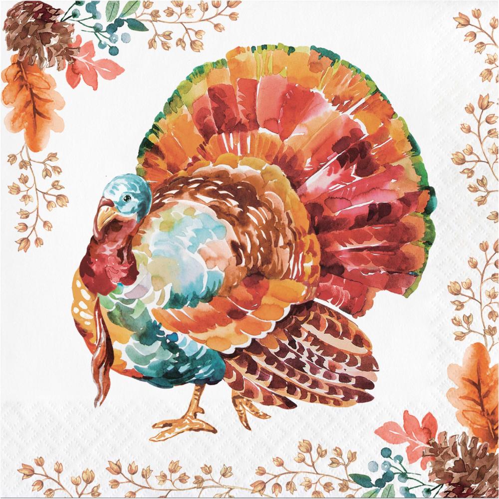 Tasteful Turkey Paper Luncheon Napkin (Case of 192) - Thanksgiving Party Supplies by Creative Converting