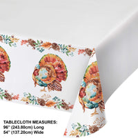 Tablecloth with turkey design on a white background
