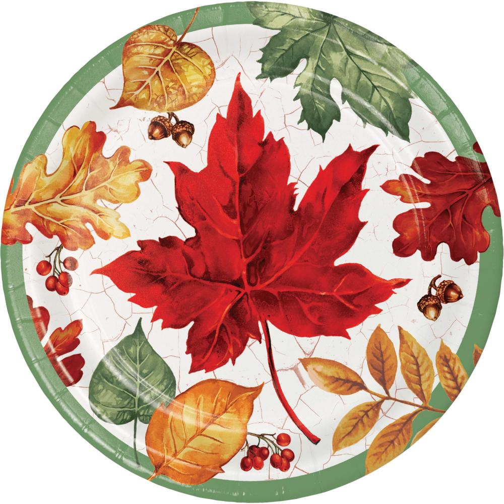 Autumn Air Paper Dessert Plate (Case of 96) - Thanksgiving Party Supplies by Creative Converting