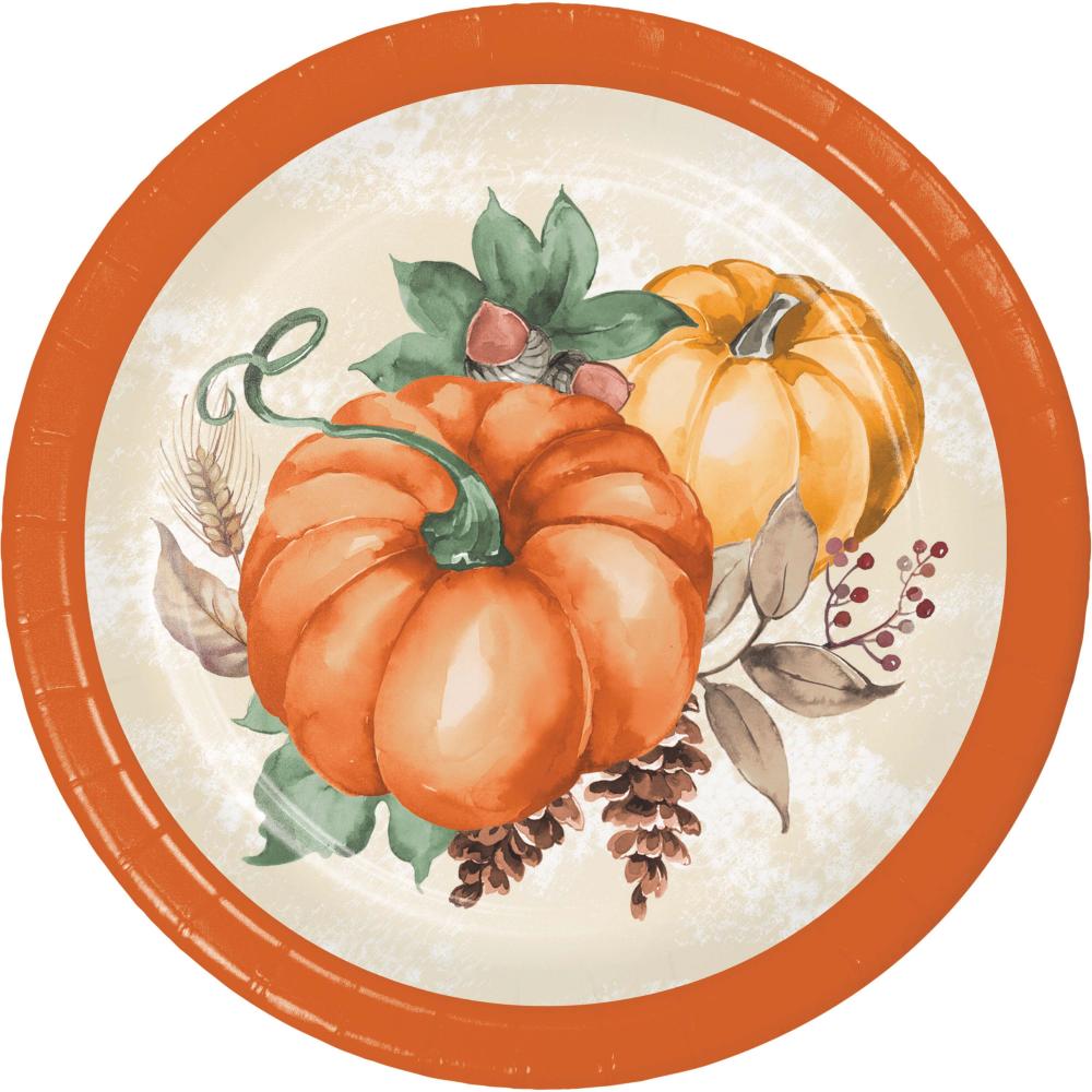 Harvest Delight Paper Dessert Plate (Case of 96) - Thanksgiving Party Supplies by Creative Converting