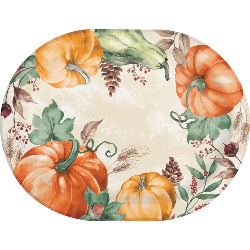 Harvest Delight Paper Oval Platter (Case of 96) - Thanksgiving Party Supplies by Creative Converting