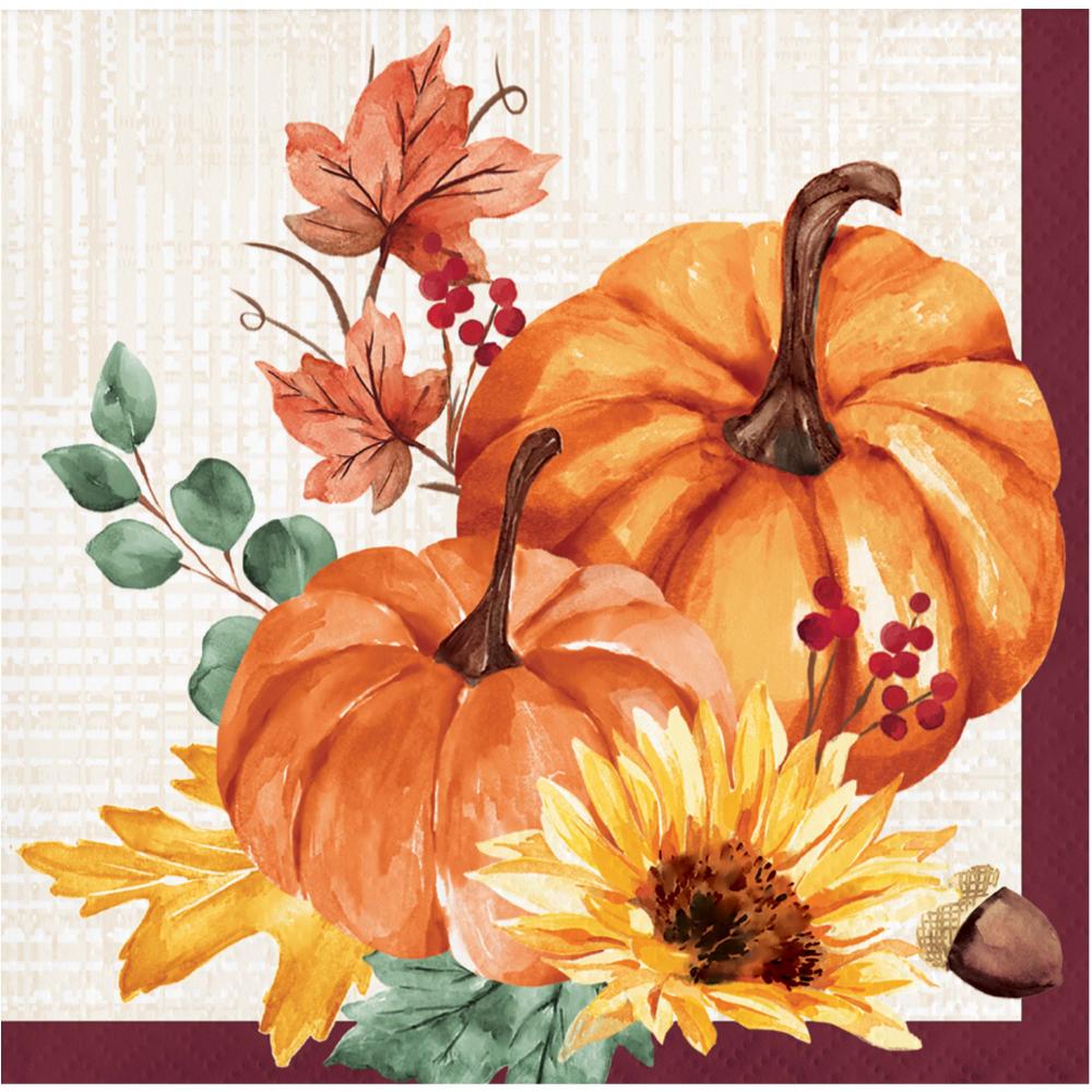 Fall Feast Paper Beverage Napkin (Case of 192) - Thanksgiving Party Supplies by Creative Converting