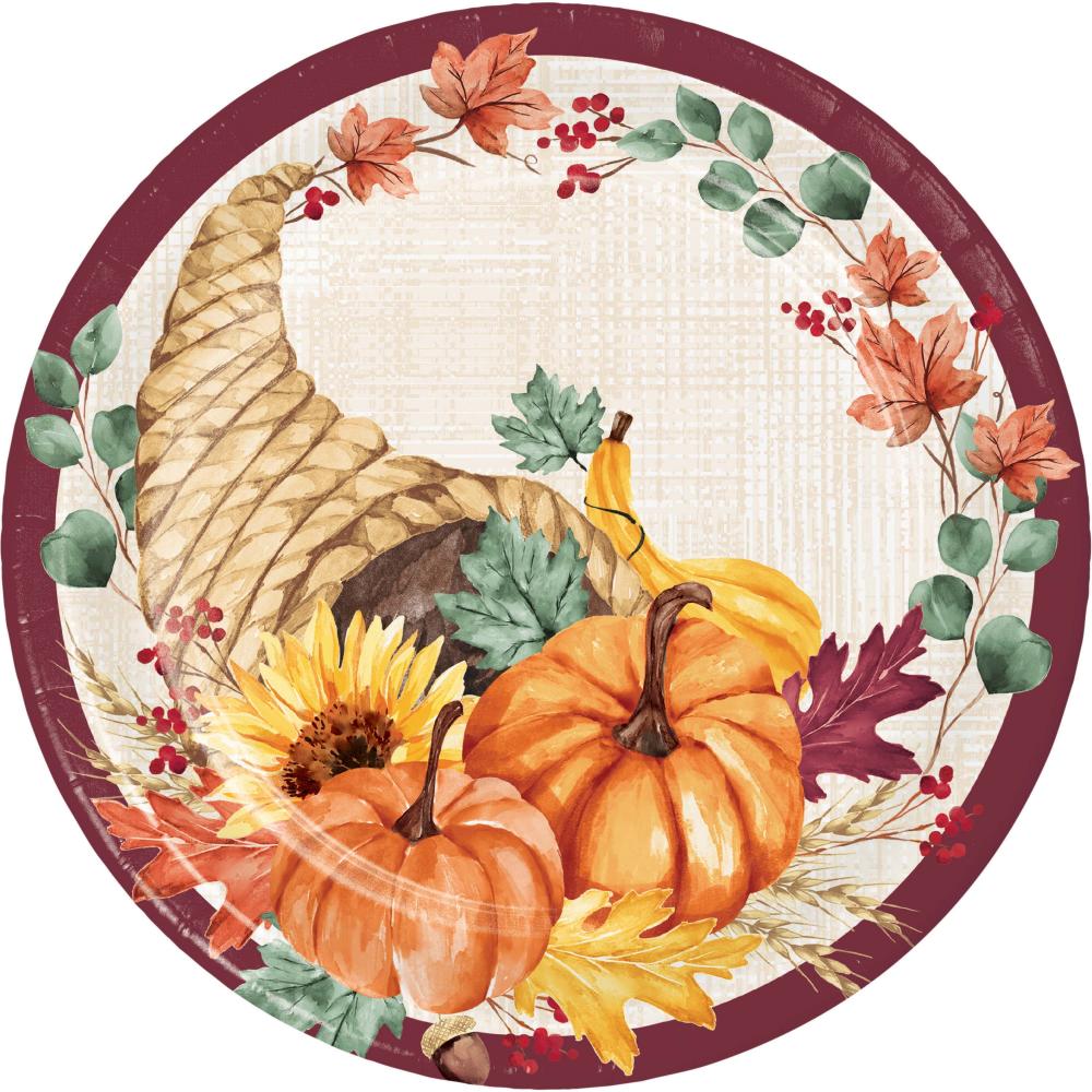 Fall Feast Paper Dinner Plate (Case of 96) - Thanksgiving Party Supplies by Creative Converting