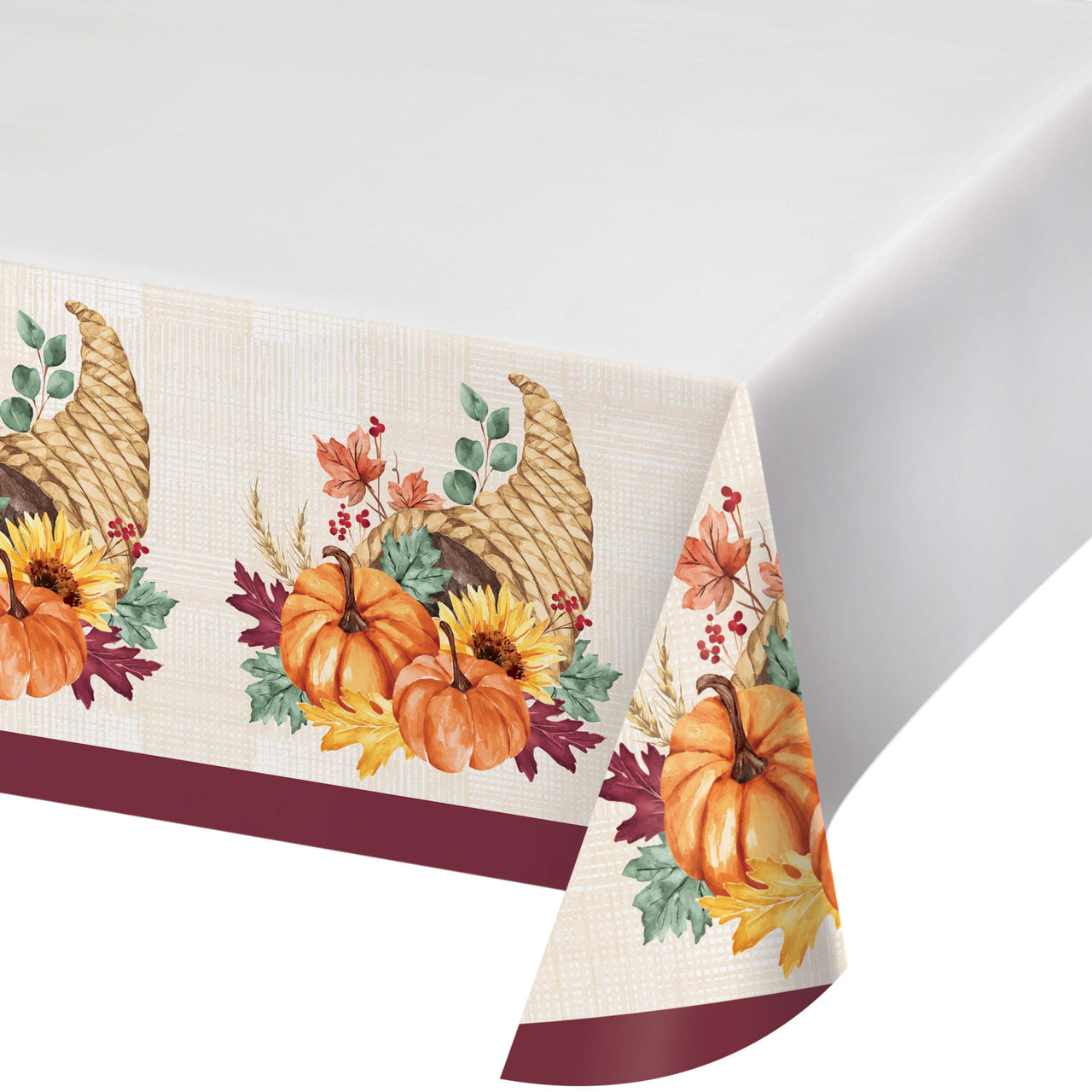 Fall Feast Paper Tablecover, Border Print (Case of 12) - Thanksgiving Party Supplies by Creative Converting