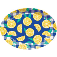 12/Case Summer Lemons Plastic Oval Tray - General Decor - Party Themes by Creative Converting