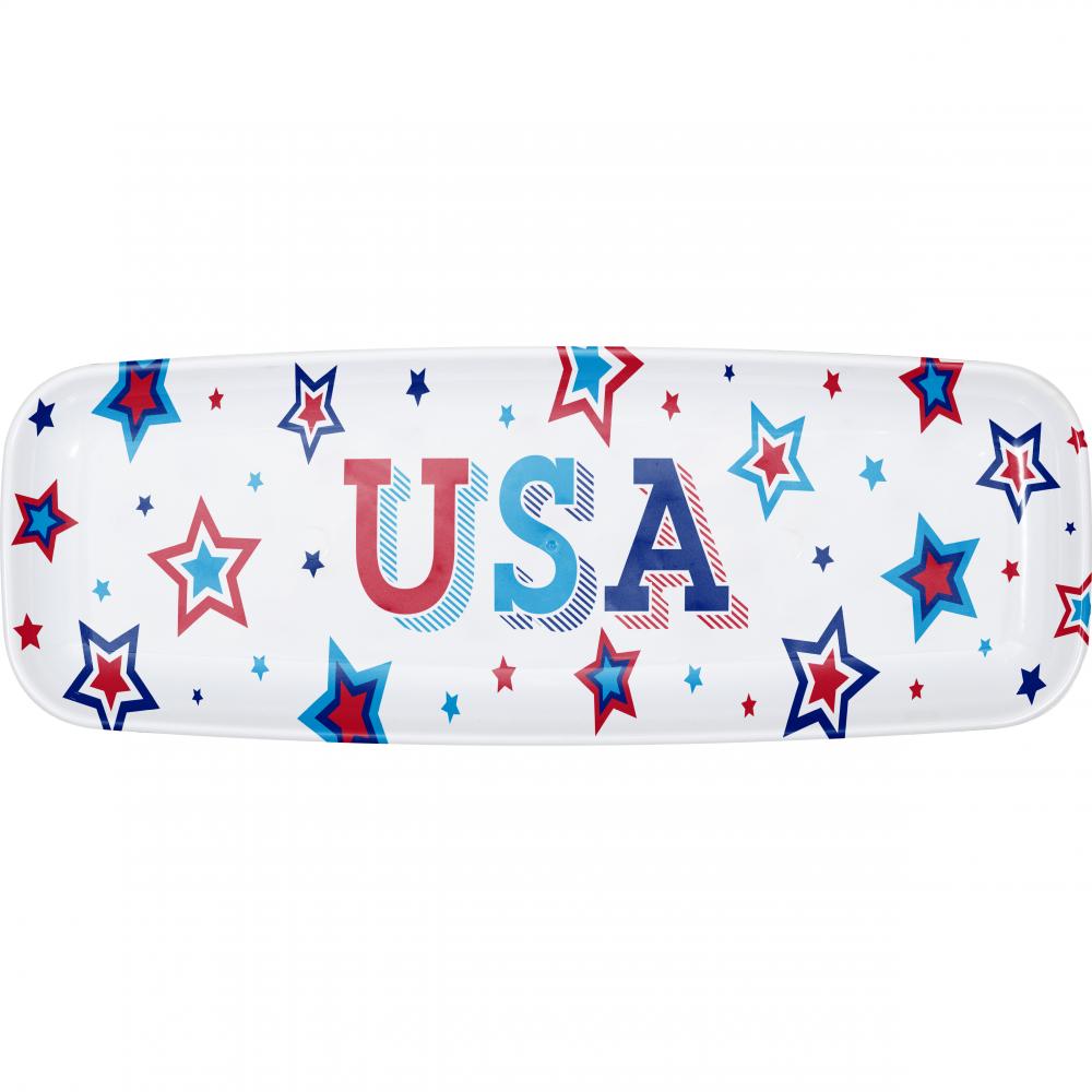 12/Case Plastic Tray 17" x 6.5" - Patriotic - Patriotic and 4th of July Party Supplies by Creative Converting
