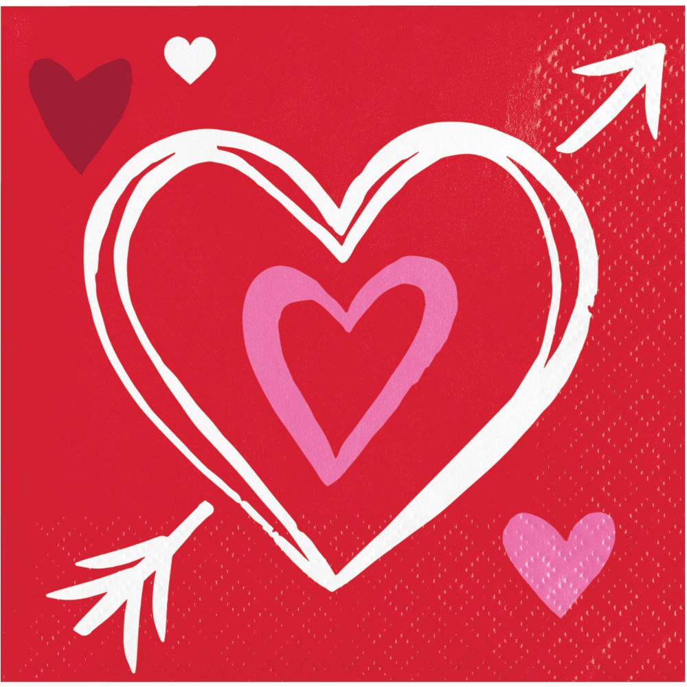 192/Case Beverage Napkin - Joyful Hearts - Valentine's Day Party Supplies by Creative Converting