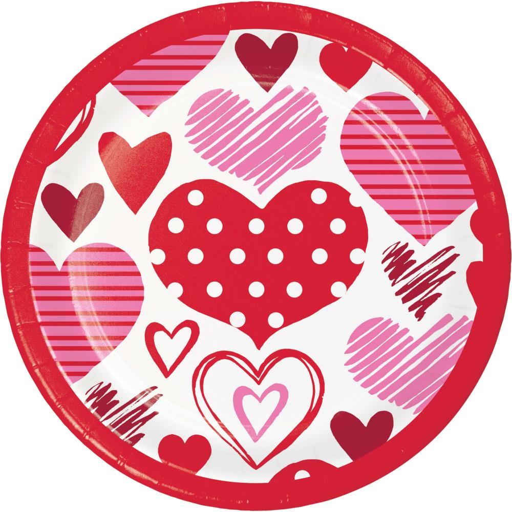 96/Case Luncheon Plate - Joyful Hearts - Valentine's Day Party Supplies by Creative Converting