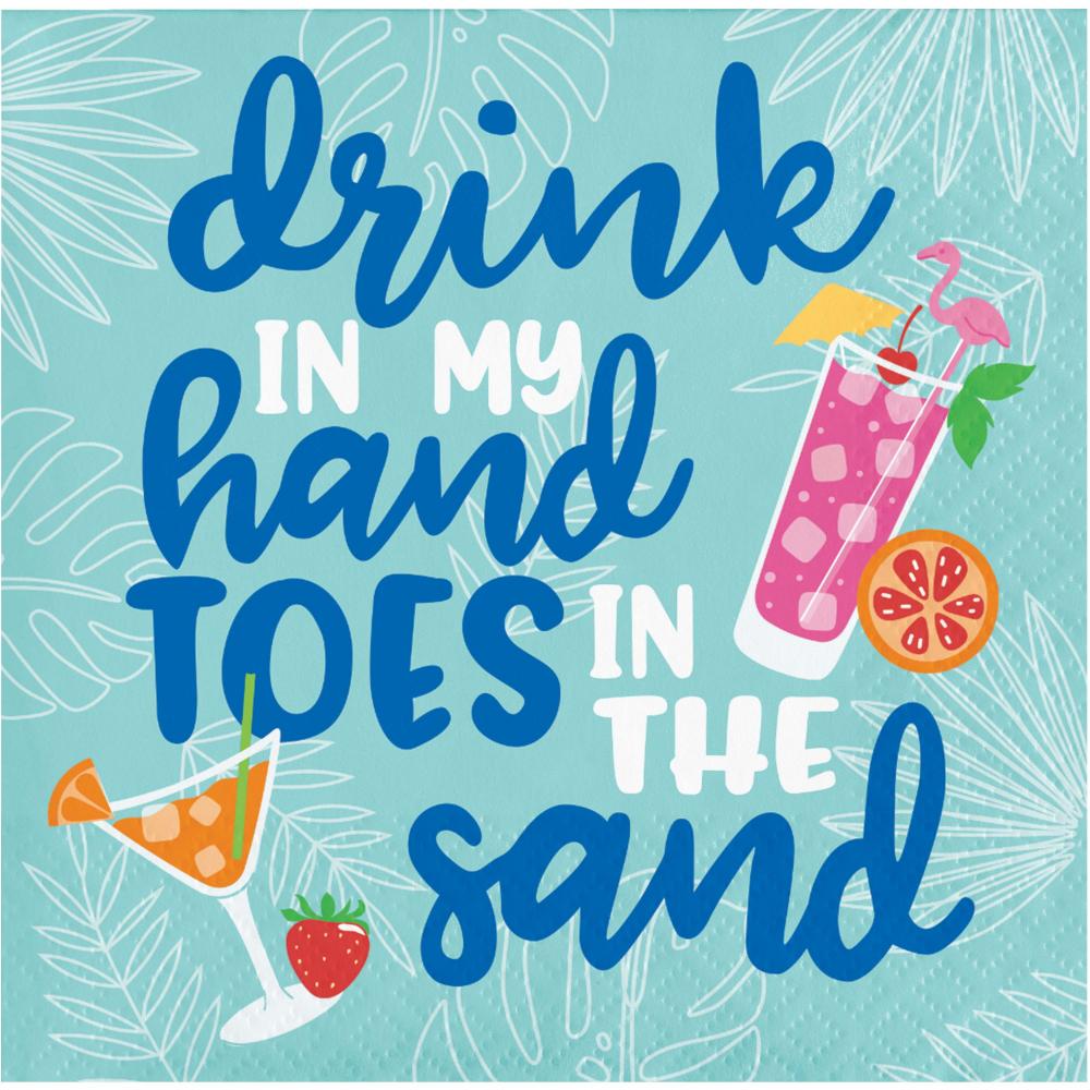 192/Case Beverage Napkin - Summer Sippin' "Drink in My Hand Toes in the Sand" - Party Themes by Creative Converting