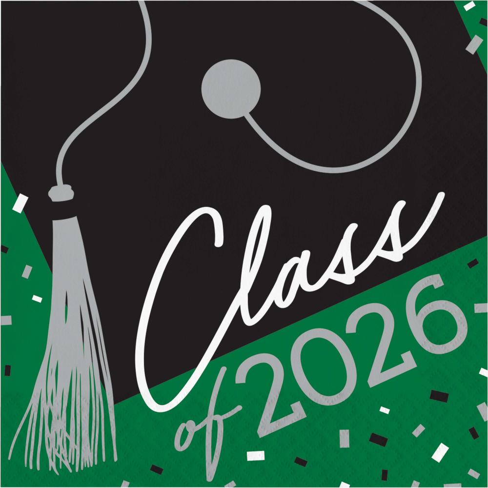 360/Case Luncheon Napkin - Class of 2026 Emerald Green - Graduation Party Supplies by Creative Converting