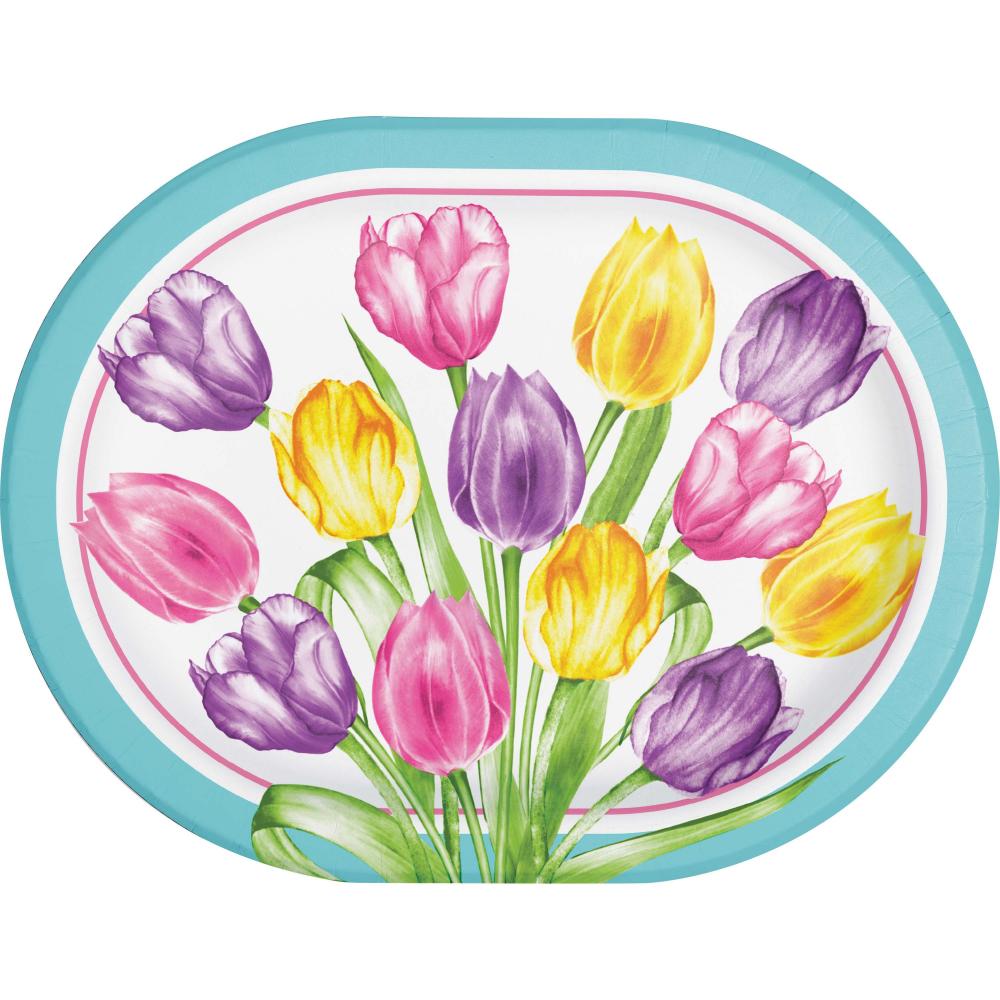 96/Case Oval Platter - Trendy Tulips - Party Themes by Creative Converting