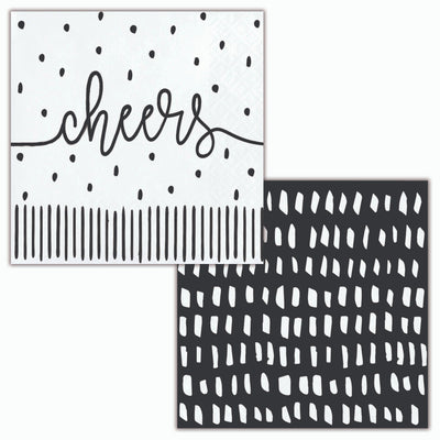 Modern Monochrome Beverage Napkins 5" x 5"