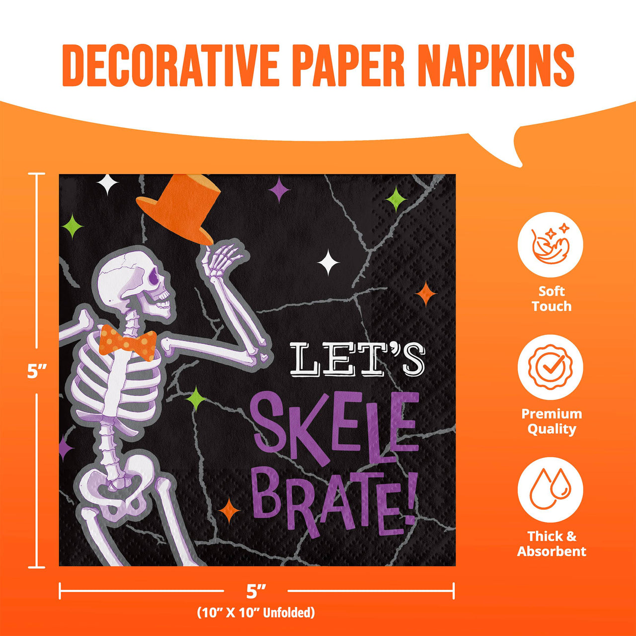 Radiant Reaper Let's Skelebrate Beverage Napkins 5" x 5"