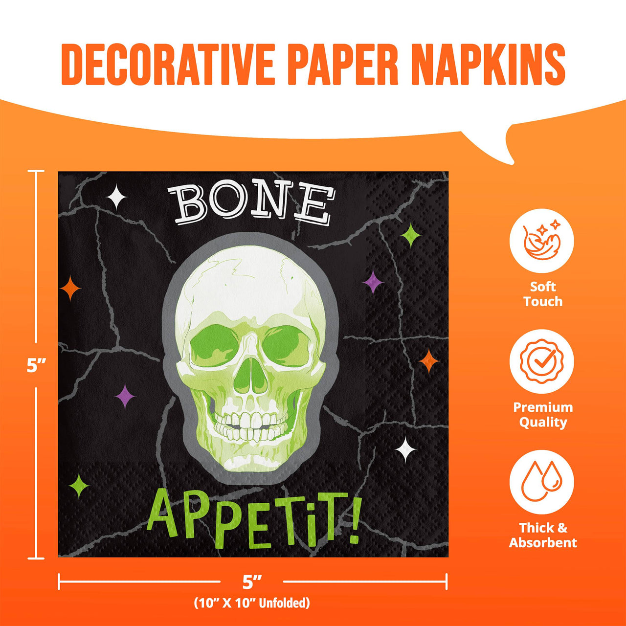 Radiant Reaper Bone Appetit Beverage Napkins 5" x 5"