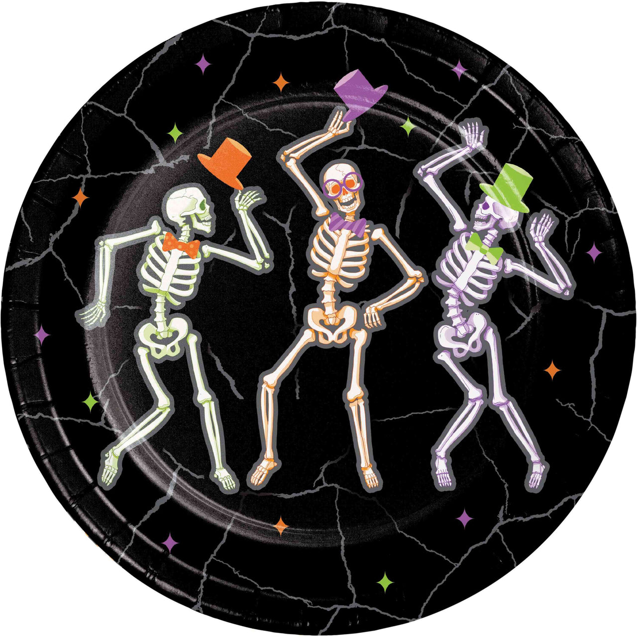 Radiant Reaper Dancing Skeletons Luncheon Plates 7"