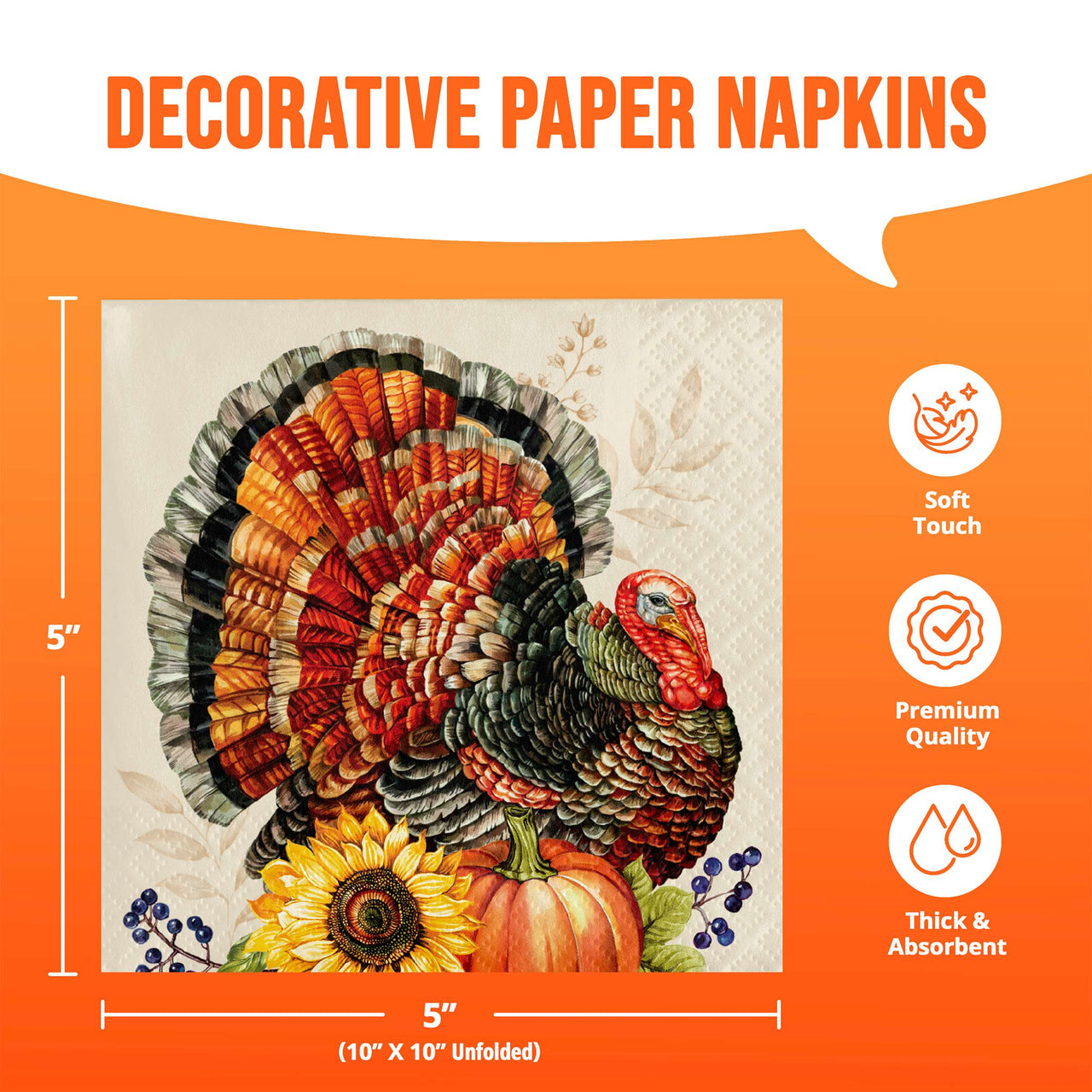 Bountiful Bird Beverage Napkins 5" x 5"