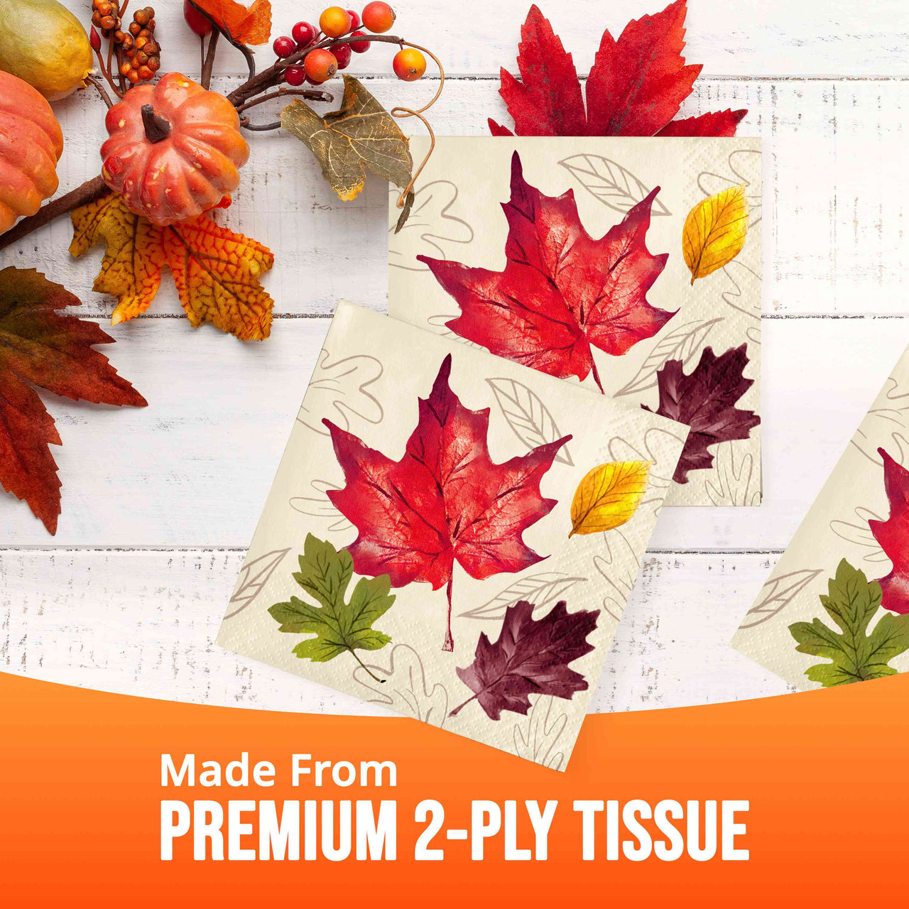 Falling Foliage Beverage Napkins 5" x 5"