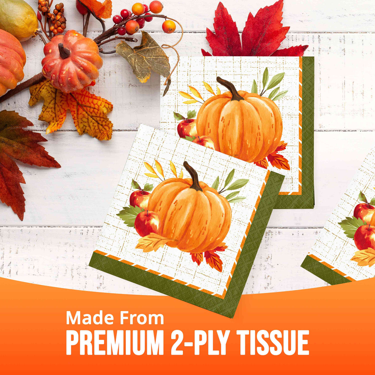 Autumn Orchard Beverage Napkins 5" x 5"