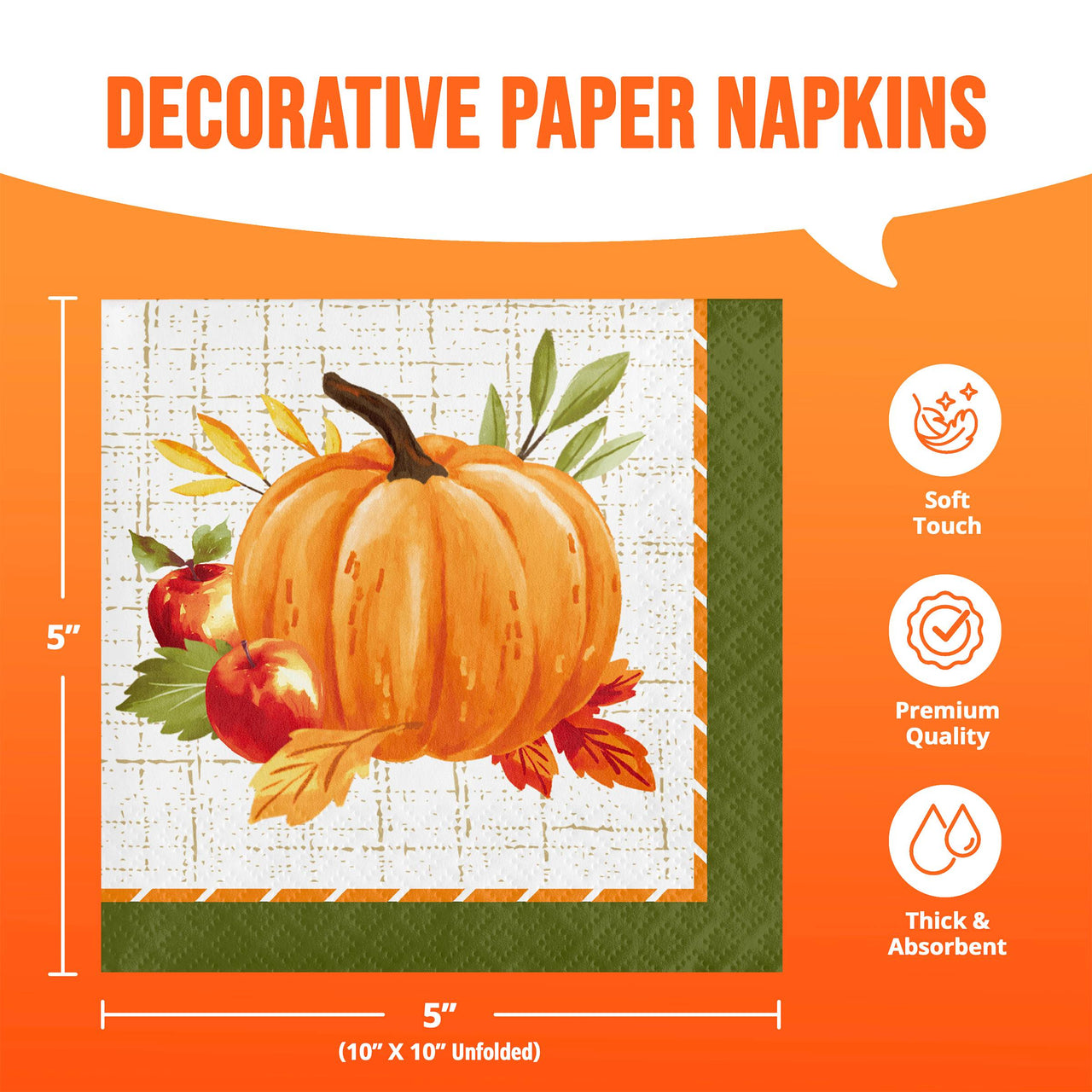Autumn Orchard Beverage Napkins 5" x 5"