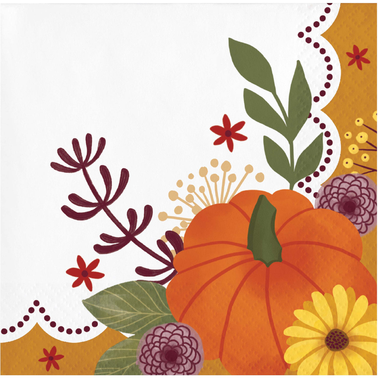 Petals and Pumpkins Beverage Napkins 5" x 5"