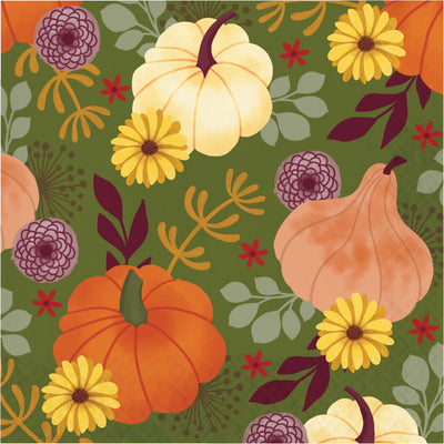 Petals and Pumpkins Luncheon Napkins 6.5" x 6.5"